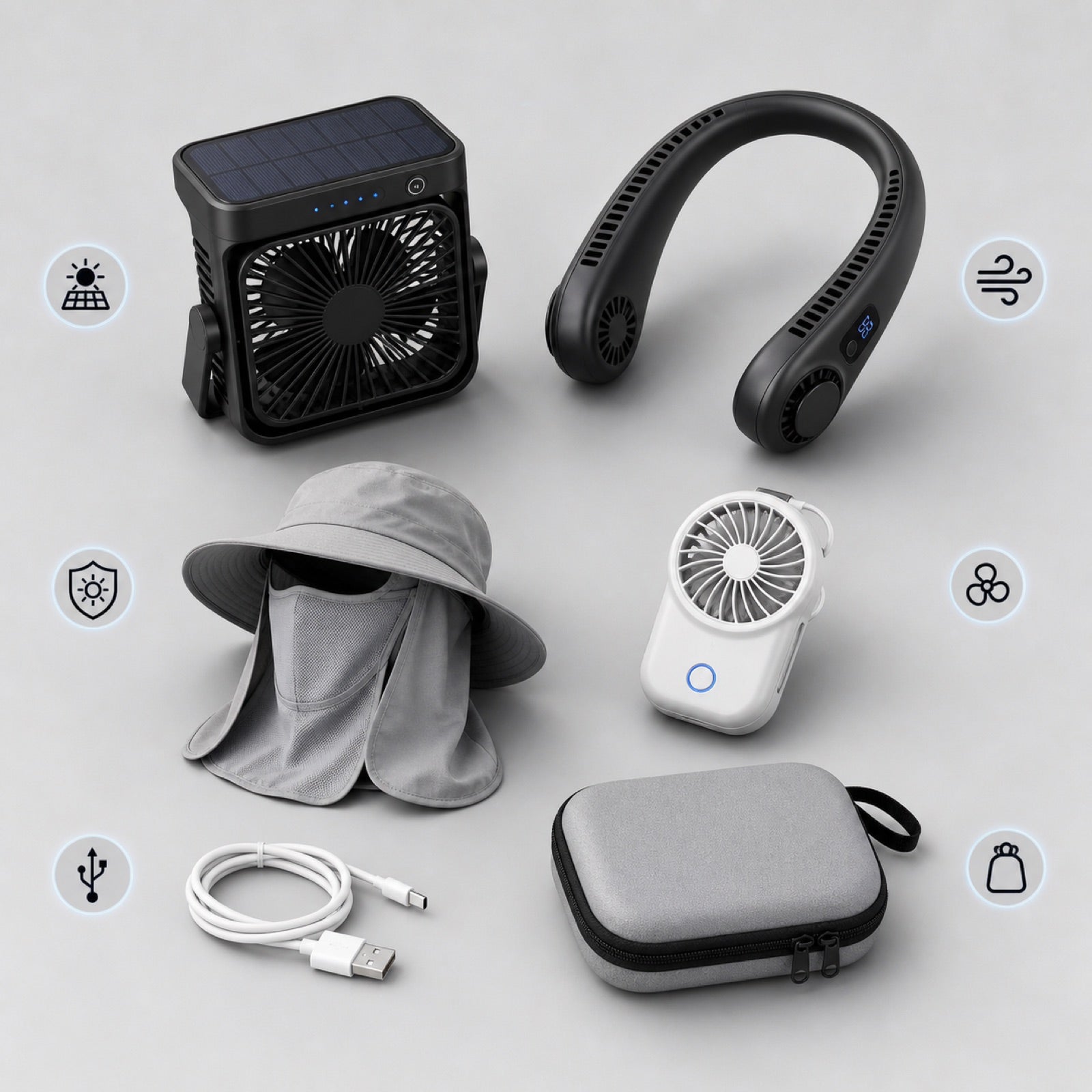 BreezePods pocket fan shown in cooling kit component layout